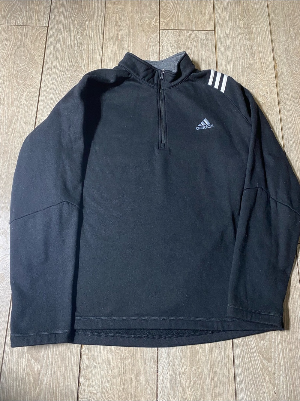 Adidas Golf Mens 1/4 Zip Pullover Sweatshirt Black White Stripes Long Sleeve M